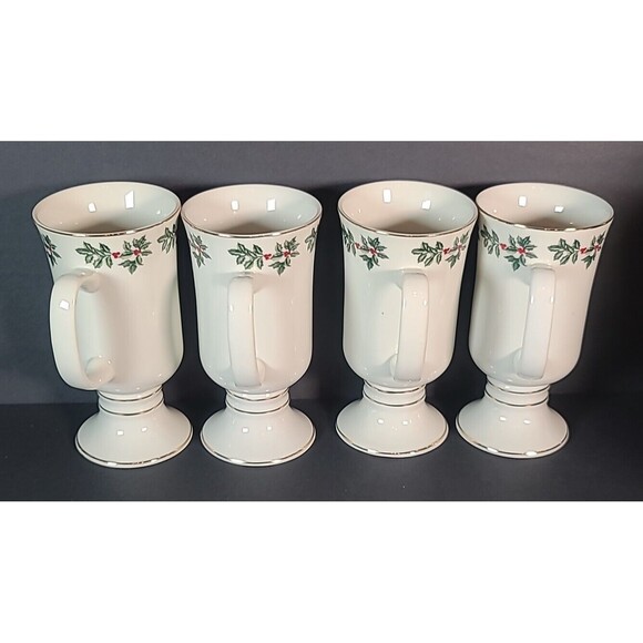 Braum Formalities Holly Collection MugsCups Set of 4  Christmas Eggnog Punch VTG - Picture 6 of 8
